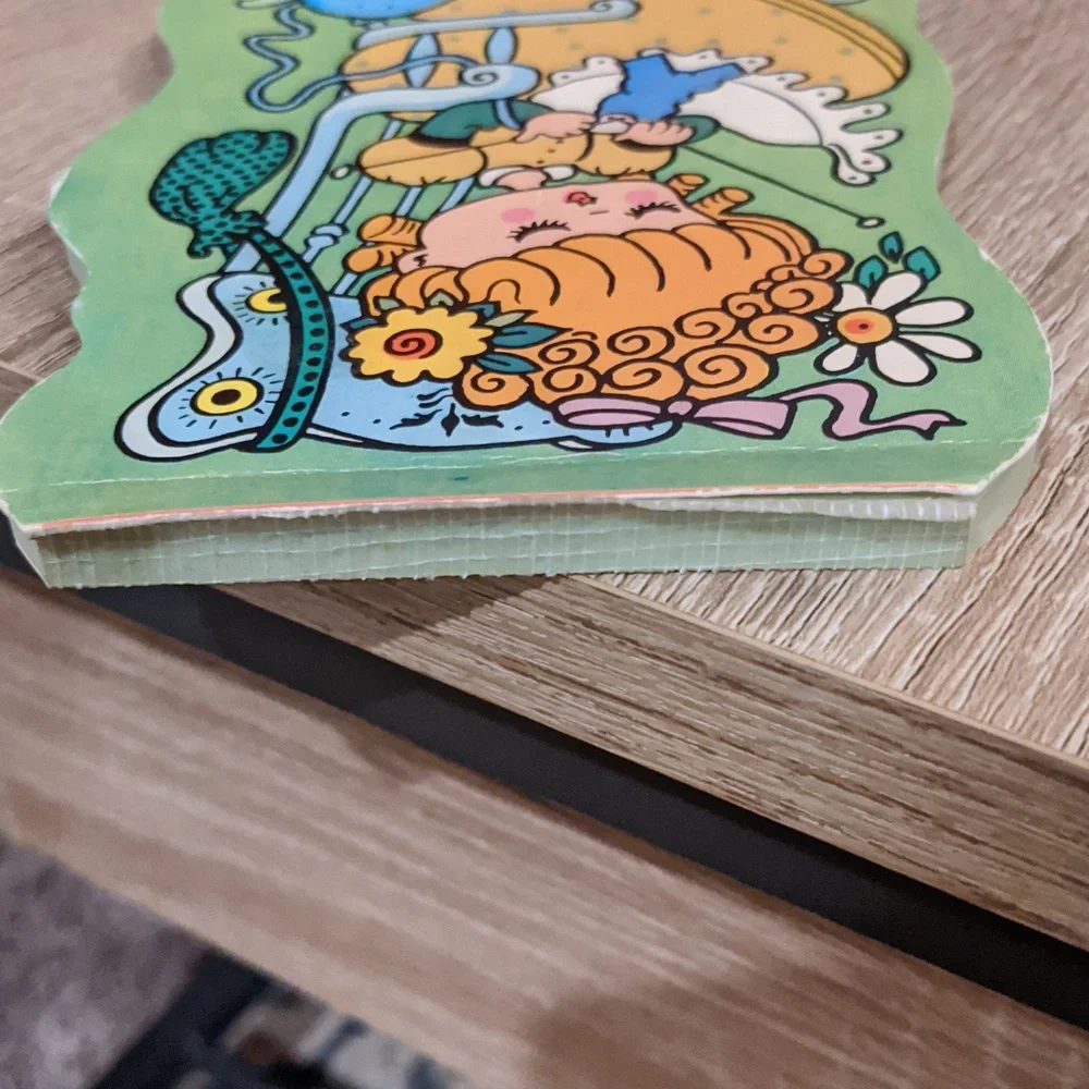 Vintage Notepad Little Girl Knitting Rocking Chair Retro Shapelets Mid Century